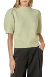 English Factory Embellished Short Sleeve Sweater In Green