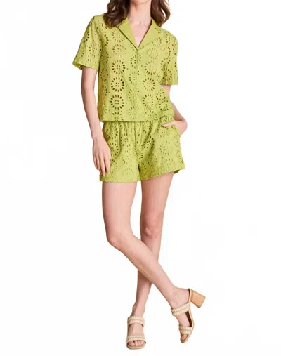 ENGLISH FACTORY EMBROIDERED COTTON CAMP SHIRT IN GREEN