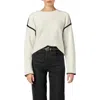 English Factory Embroidered Crewneck Sweater In White/black