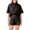 English Factory Embroidered Lace Linen Blend Shirt In Black