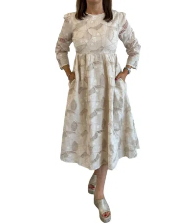 English Factory Embroidered Lace Midi Dress In White