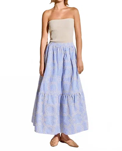 English Factory Embroidered Maxi Skirt In Blue