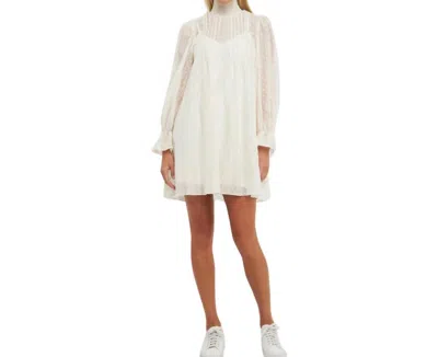 English Factory Embroidered Organza Smock Neck Dress Ivory M