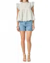 English Factory Embroidered Scallop Top In White In White