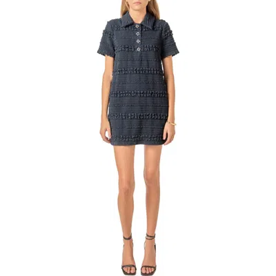 English Factory Embroidered Stretch Polo Minidress In Blue