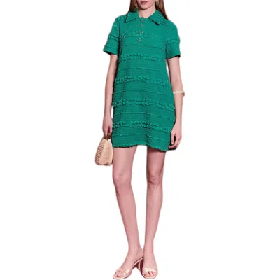 English Factory Embroidered Stretch Polo Minidress In Gray