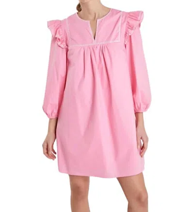 English Factory Embroidery Mini Dress In Pink/white