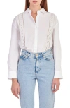 English Factory Eyelet Detail Cotton Button-up Shirt In White