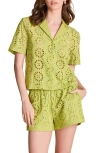 English Factory Embroidered Cotton Camp Shirt In Green In Green