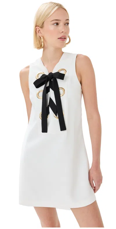 English Factory Eyelet Mini Dress Off White/black