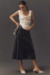 English Factory Faux-leather A-line Midi Skirt In Black
