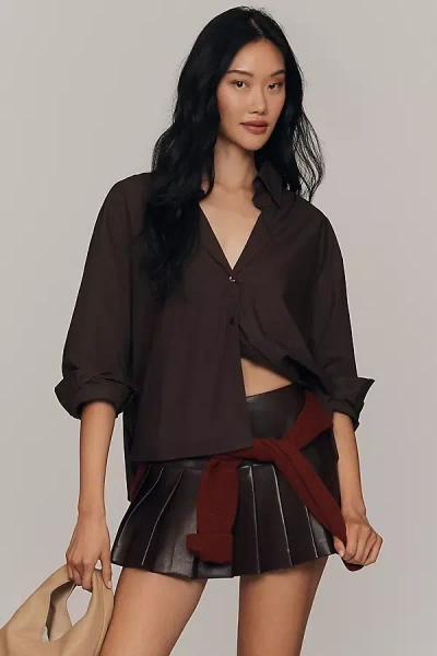 English Factory Faux Leather Skort In Brown