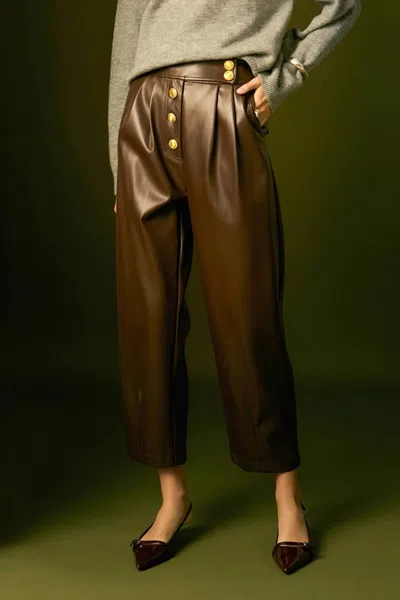 English Factory Faux Leather Trousers In Dark Brown