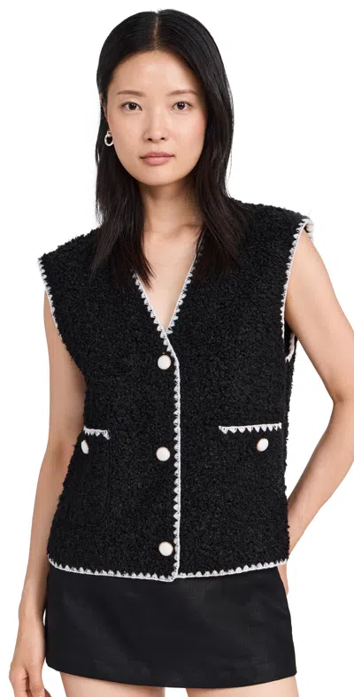 English Factory Faux Shearling Vest Black