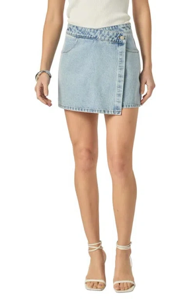 English Factory Faux Wrap Denim Skort In Blue