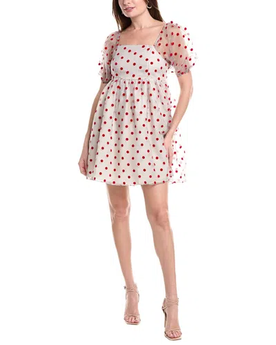 English Factory Flocked Dot Organza Babydoll Dress In Multi
