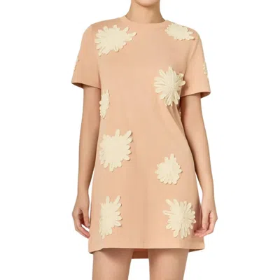 English Factory Floral Appliqué Mini T-shirt Dress In Peach In Brown