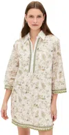English Factory Floral Embroidered Cotton Minidress In Green Multi