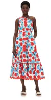 English Factory Floral One Shoulder Rickrack Long Dress Cream Multi