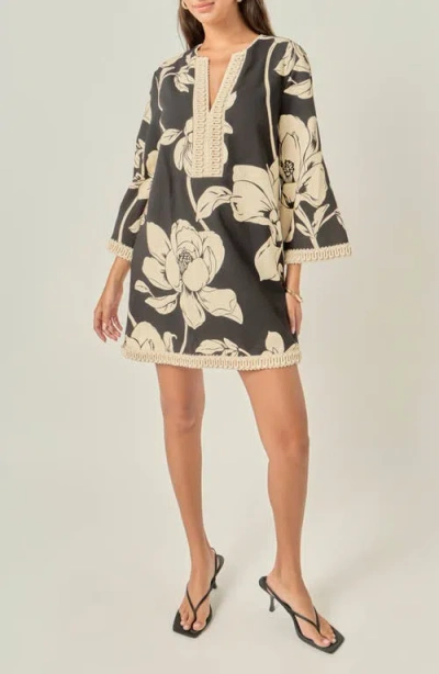 English Factory Floral Print Cotton Minidress In Blue