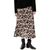 English Factory Floral Print Pleated Midi Skirt In Black Multi
