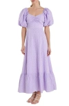 ENGLISH FACTORY FLORAL PUFF SLEEVE TIE BACK MAXI DRESS