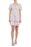 ENGLISH FACTORY ENGLISH FACTORY FLORAL PUFF SLEEVE TIERED FIT & FLARE MINIDRESS