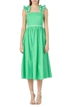 English Factory Flower Embroidered Midi Dress In Green
