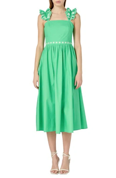 English Factory Flower Embroidered Midi Dress