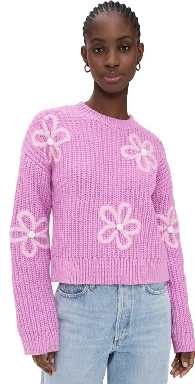 English Factory Flower Embroidery Knit Top Pink