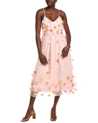 English Factory Flower Midi Dress In Pink