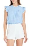 English Factory Flutter Sleeve Top In Powder Blue