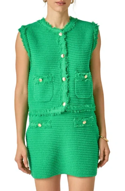 English Factory Fringe Detail Knit Vest In Green