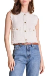 English Factory Fringe Detail Knit Vest In Off White