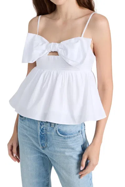 English Factory Front Bow Peplum Top In Ivory In Multi