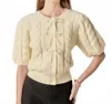 English Factory Front Cable Stitch Cardigan In Beige In Neutral