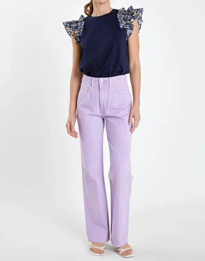 English Factory Full Length Wide Leg Jeans In Lilac In Blue