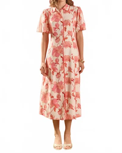 English Factory Garden Midi Dress In Pink In Multi