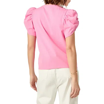 English Factory Gathered Sleeve Knit Top In Pink