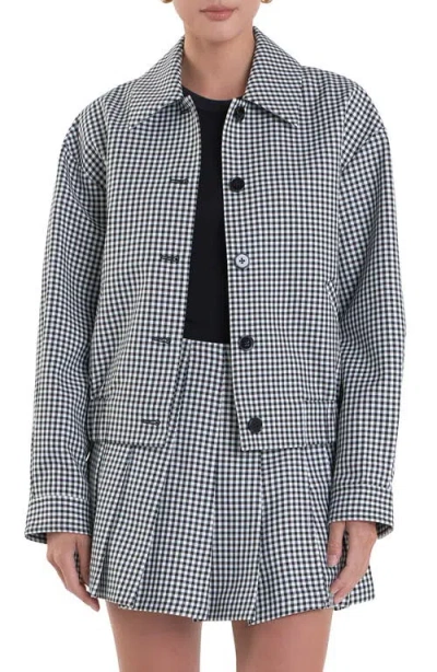 English Factory Gingham Check Jacket In Black