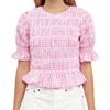 English Factory Smocked Gingham Top In Pink