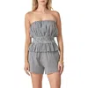English Factory Gingham Strapless Peplum Top