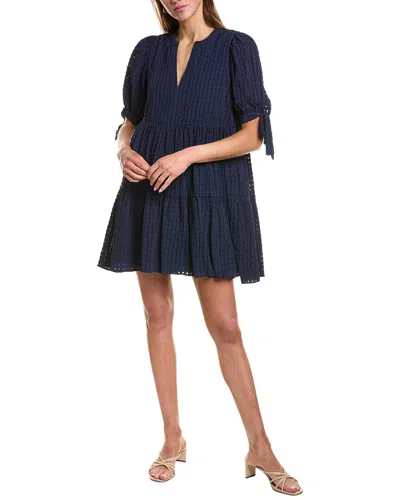 English Factory Gingham Tiered Mini Dress In Blue