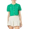 English Factory Golden Button Crop Cardigan In Green