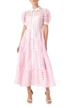 English Factory Gridded Organza Maxi Dress In Lilac In Baby Pink