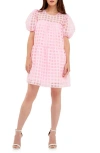 English Factory Gridded Organza Mini Dress In Pink