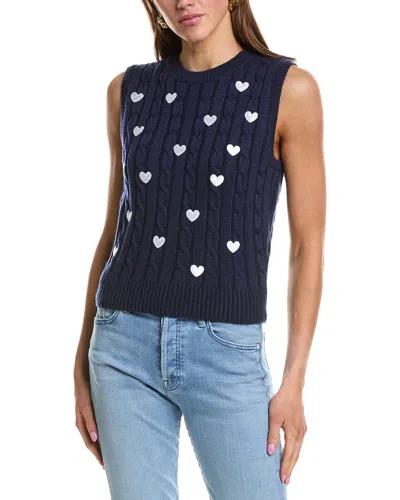 English Factory Heart Embroidery Wool-blend Sweater Vest In Navy