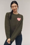 English Factory Heart Icon Long-sleeve Crew-neck Sweater In Green
