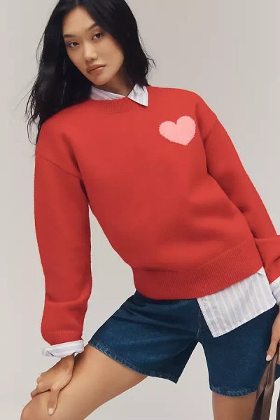English Factory Heart Icon Long-sleeve Crew-neck Sweater In Multi