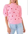 English Factory Heart Shaped Embroidery Sweater In Pink In Pink